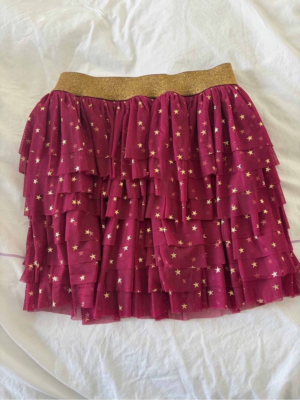 Girls' Egg New York Star-Print Tiered Skirt with Gold Waistband